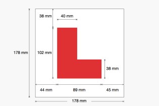 UK - L Plate dimensions