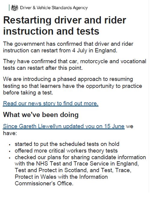 DVSA Restart statement pt1